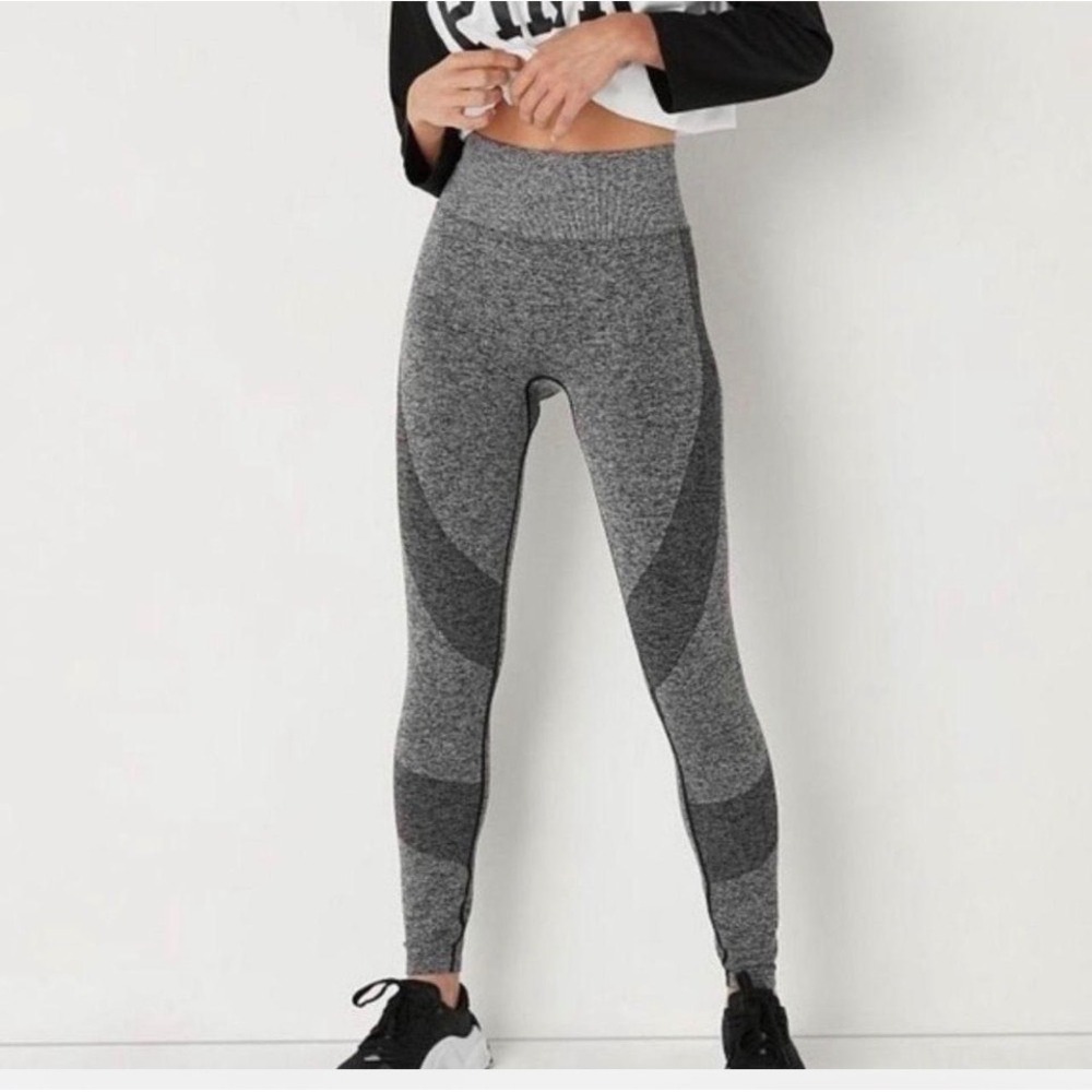 Victoria Secret PINK Sport Seamless‎ High Waist Contour Leggings Women L Gray